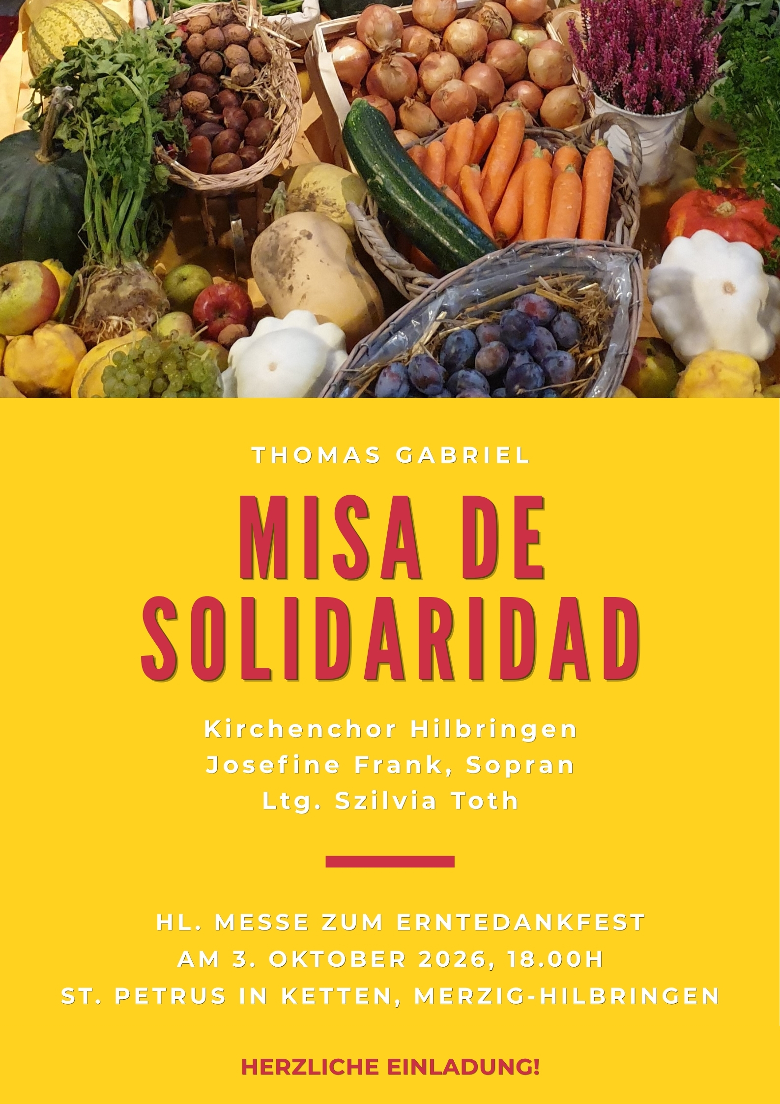 Erntedank-Gottesdienst Plakat Kirchenchor Hilbringen singt Misa de solidaridad(1)