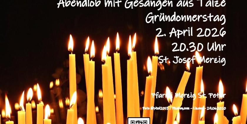 Gründonnerstag 2026 abendlob taizé karte